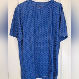 NWT USA Palm Performance Golf Shirt Mens Large Blue Geometric Stretch Tee